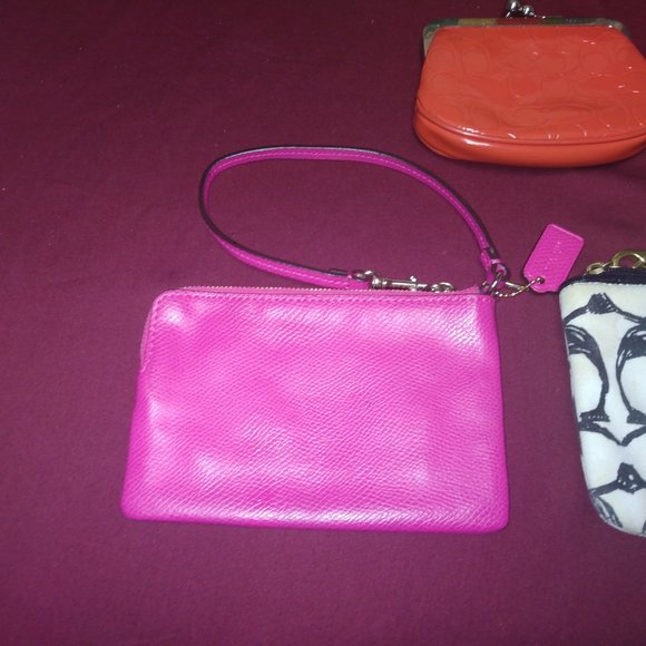 ❤️Lot 4 COACH Wristlet Kisslock Wallet Cosmetic Makeup Case 3 Hangtags/Fobs - Picture 7 of 10